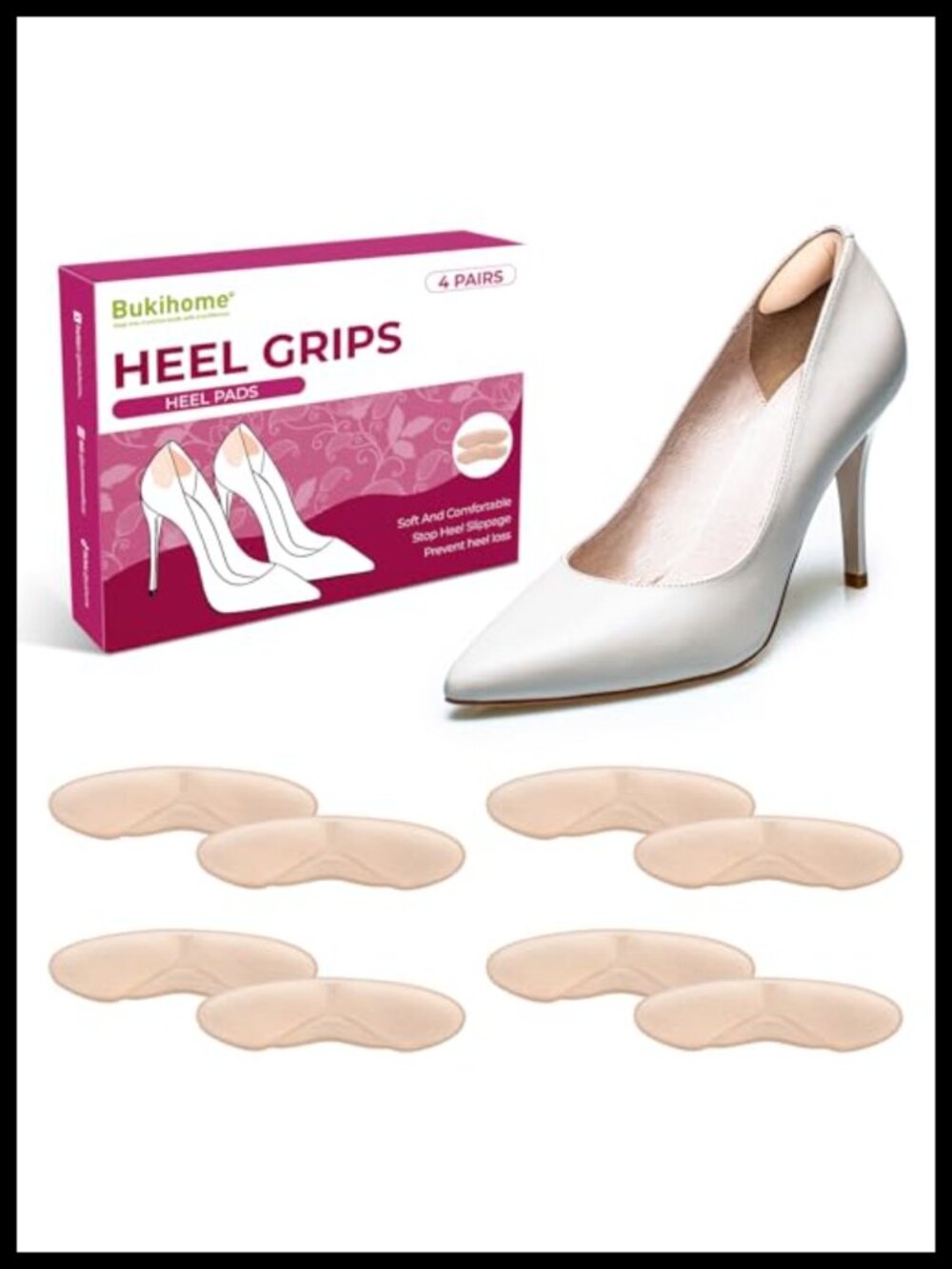 Heel Grips Cushions Inserts for Loose Shoes, Faux Suede Foam Heel Pads, Blister